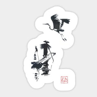 fisherman stork Sticker